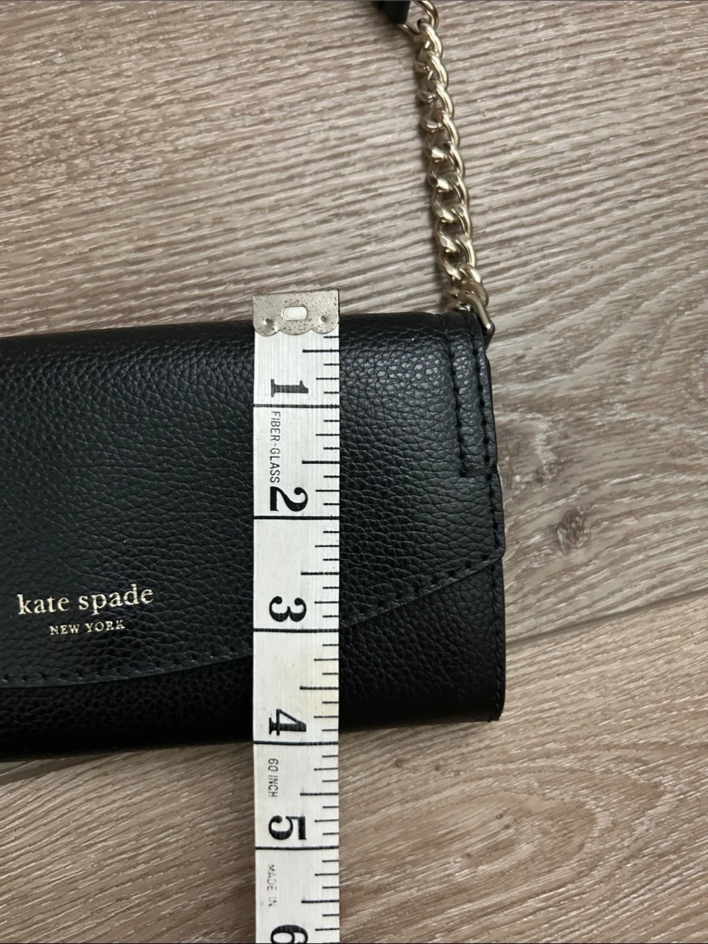 KATE SPADE NY Eva Crossbody Wallet on a Chain Black Pebbled Leather